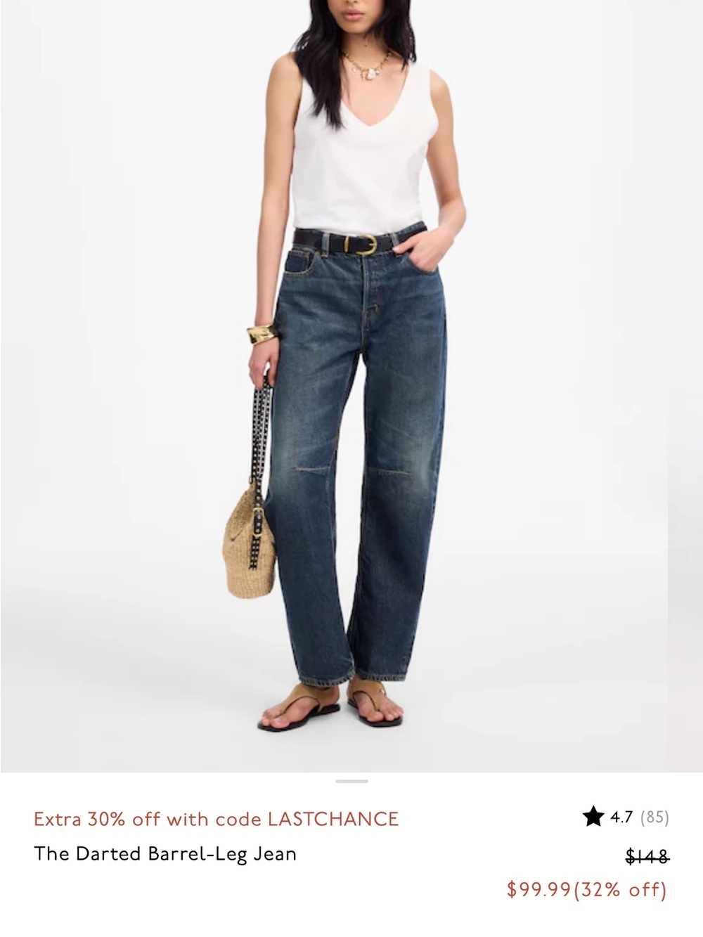 Madewell Dark Blue Darted Barrel Jeans in Rigid
